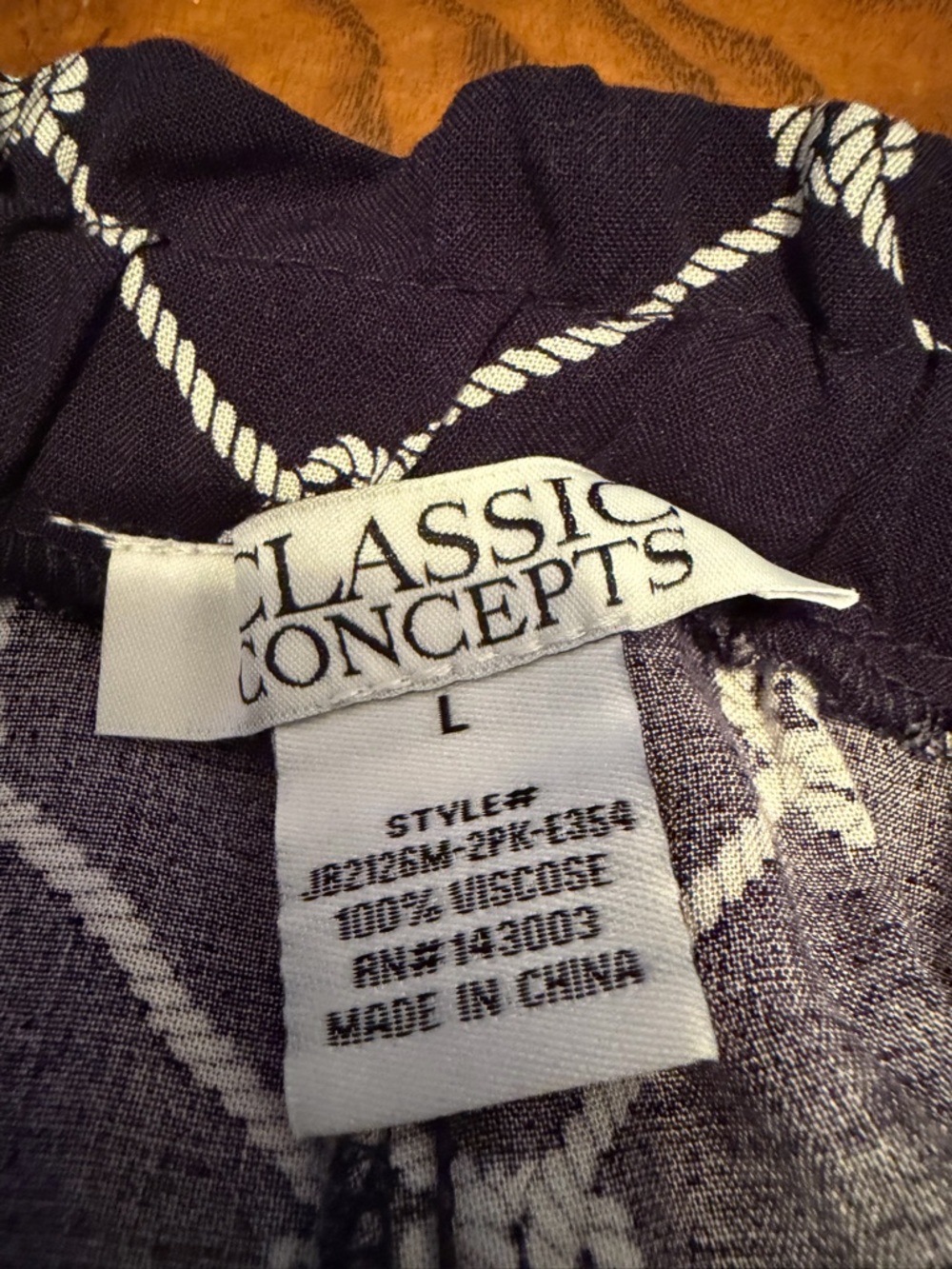 Classic Concept Nautical Navy & White Drawsting Pants w/ Rope Design. Size L - Picture 6 of 6